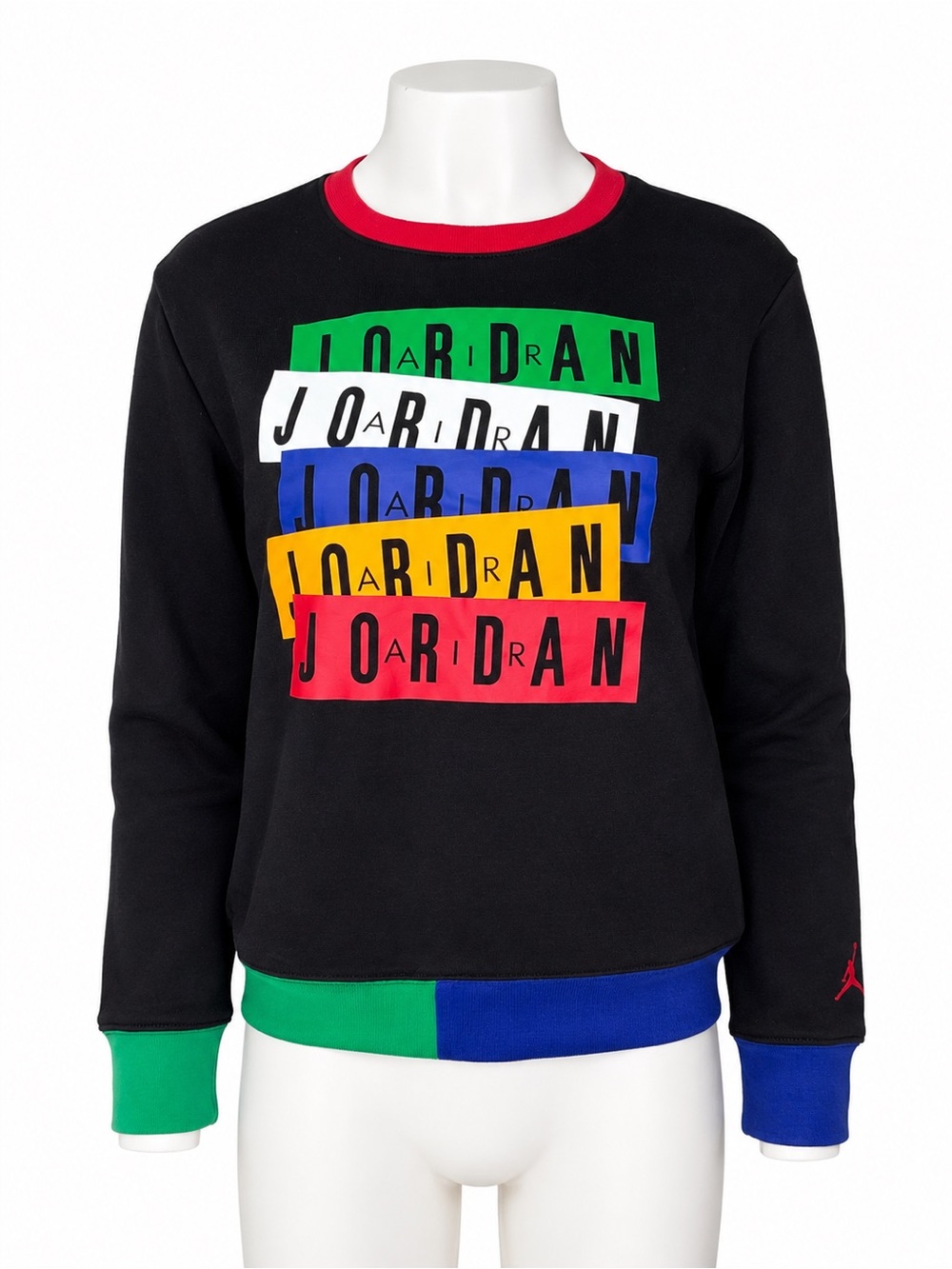 Jordan Girls Black Multicolor Graphic Crewneck Sweatshirt Size L 12-13 Years